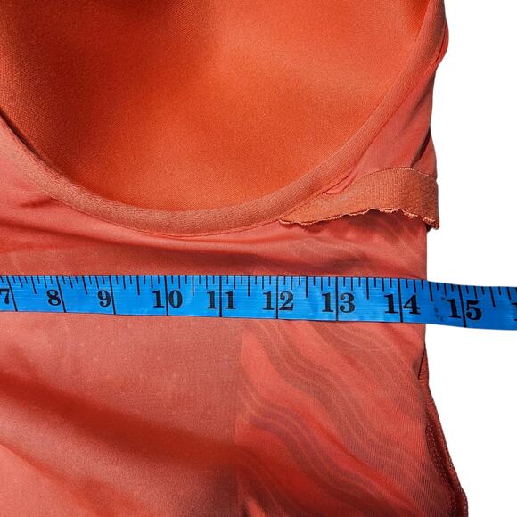 Lands' End Sculpting Suit Draped One Piece Swimsuit Tropical Orange Sz 14 - Picture 9 of 10